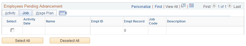 Approve Employees to Advance page: Job tab Approve Employees to Advance page: Job tab