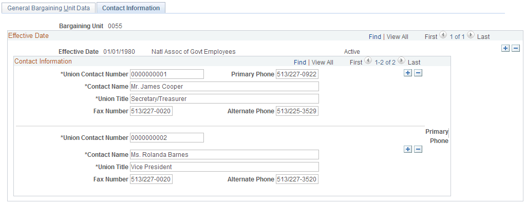 Contact Information page Contact Information page