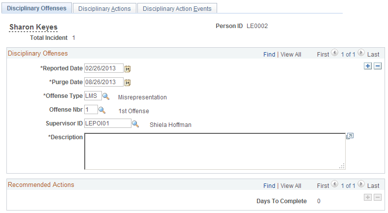 Disciplinary Offenses page Disciplinary Offenses page