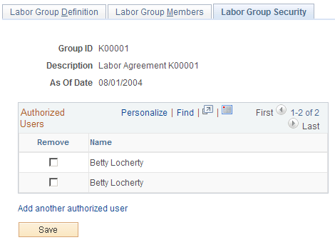 Labor Group Security page Labor Group Security page