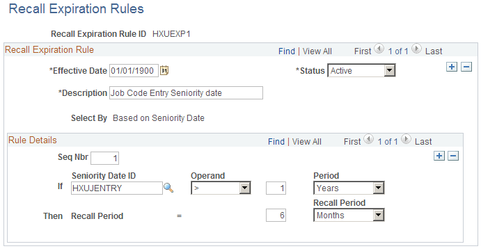 Recall Expiration Rules page Recall Expiration Rules page