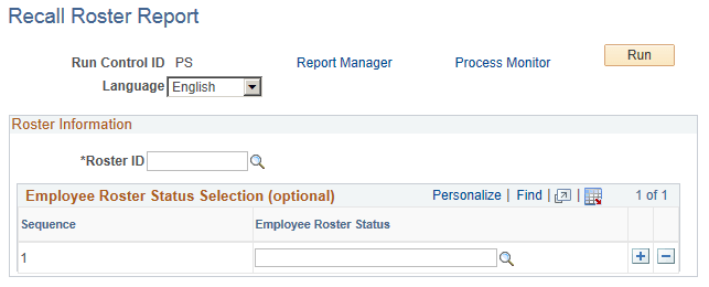 Recall Roster Report page Recall Roster Report page