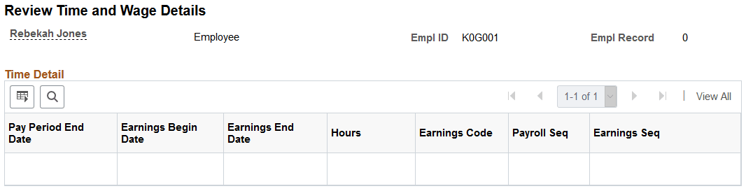 Review Time and Wage Details page Review Time and Wage Details page