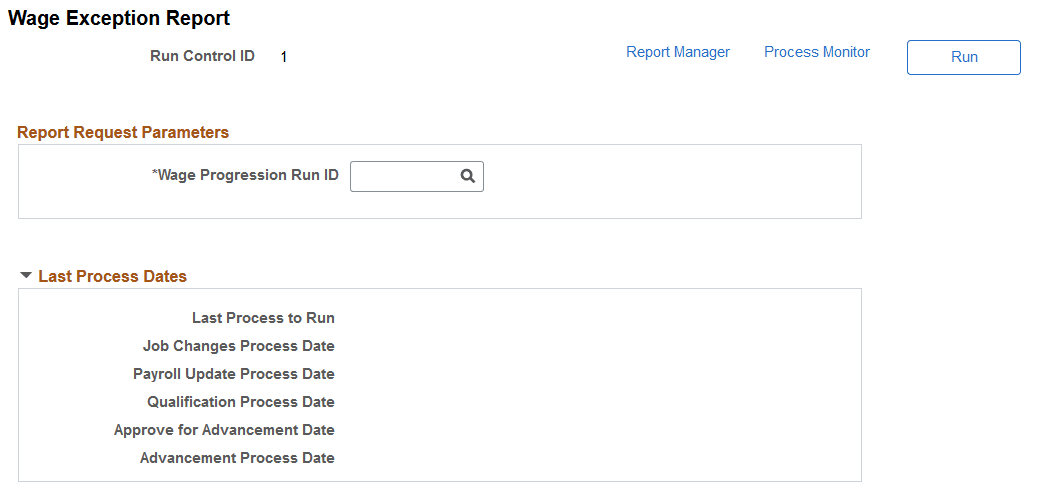 Wage Exception Report page Wage Exception Report page