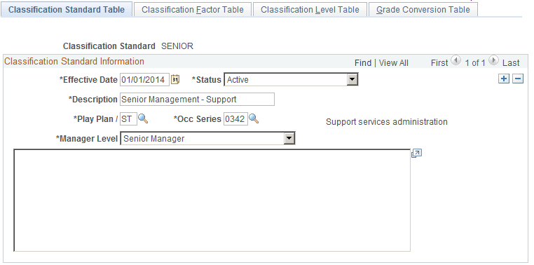 Classification Standard Table page Classification Standard Table page