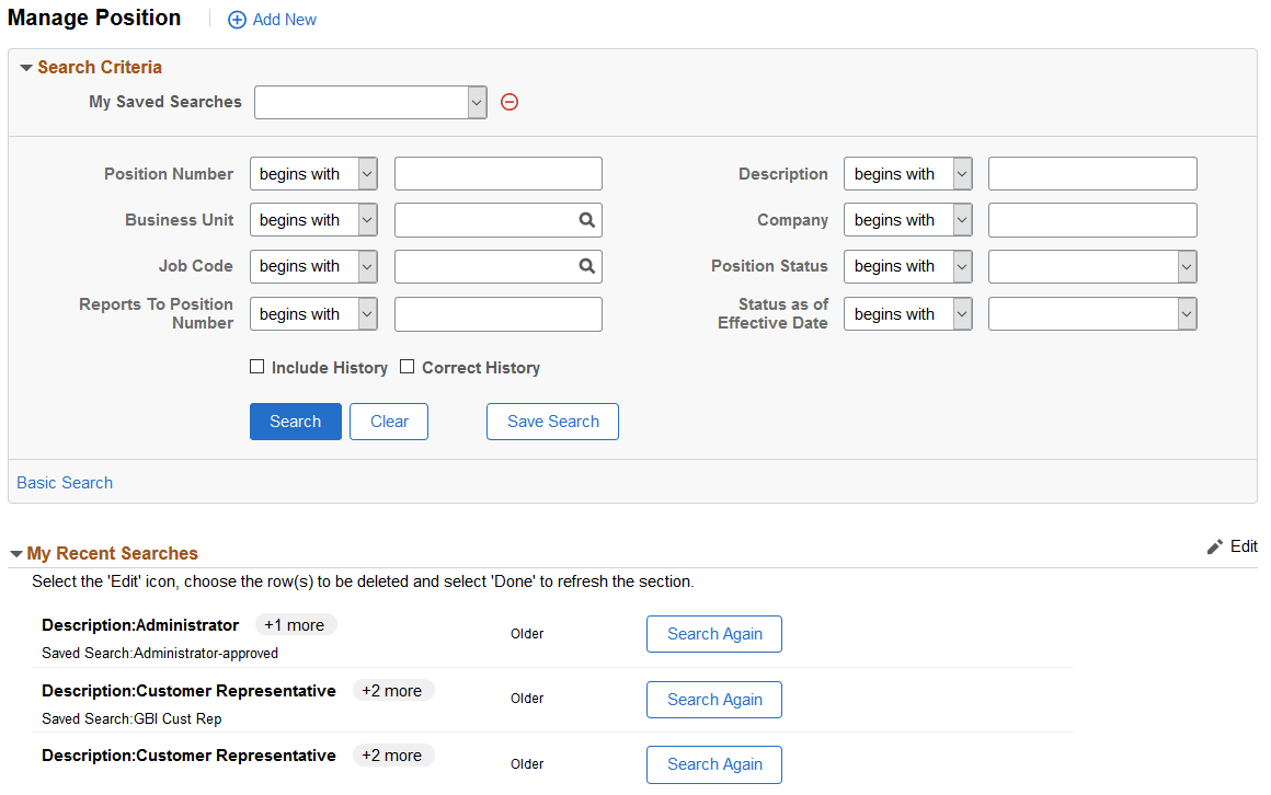 (Configurable Search) Manage Position - Search Criteria Page (Configurable Search) Manage Position - Search Criteria Page