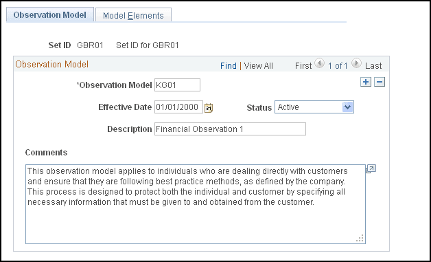 Model Elements page