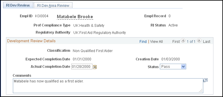 RI Dev Area Review page RI Dev Area Review page