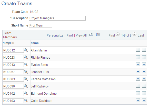 Create Teams page Create Teams page