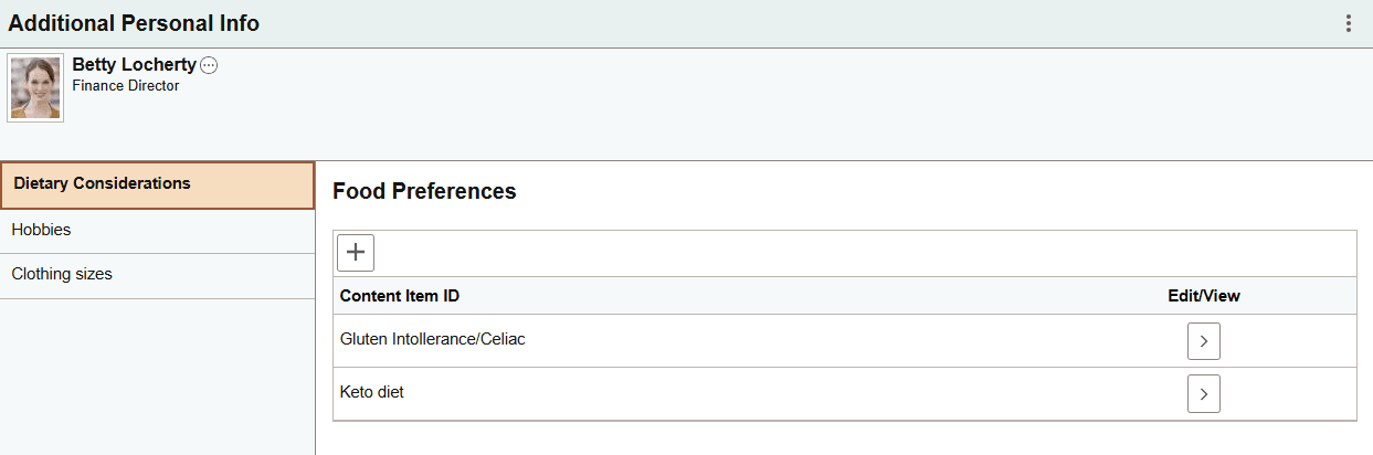 Example of a non-talent profile component