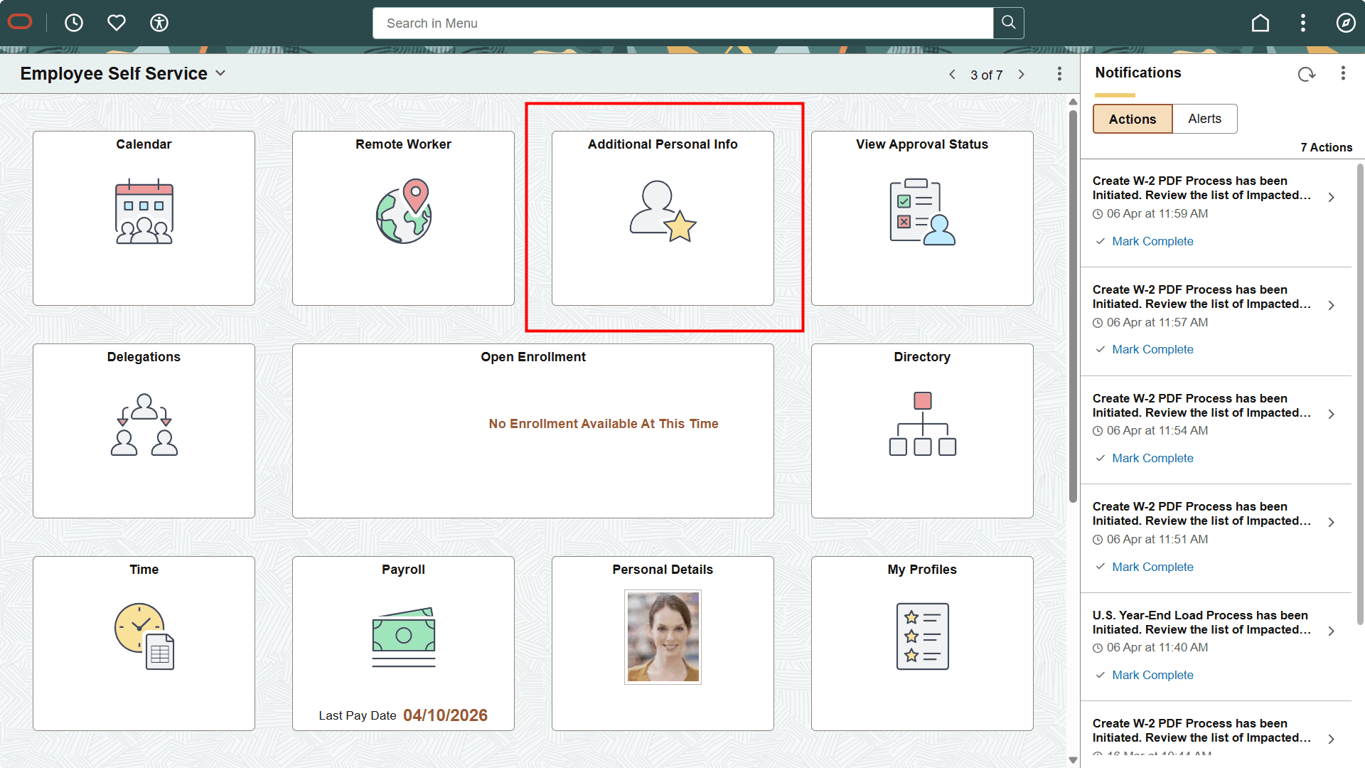 Example of non-talent profile tile