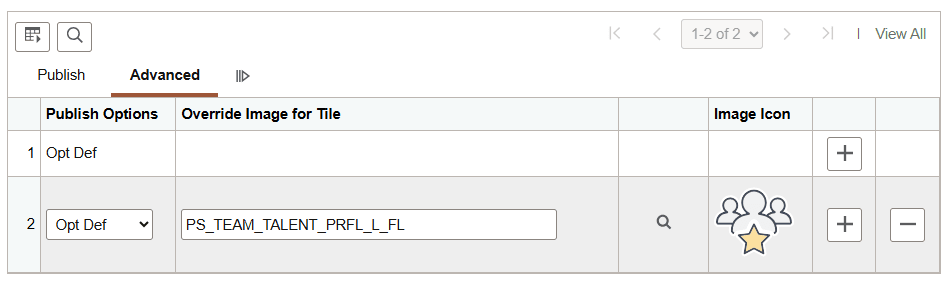 Person Profile Tile Setup page: Advanced tab