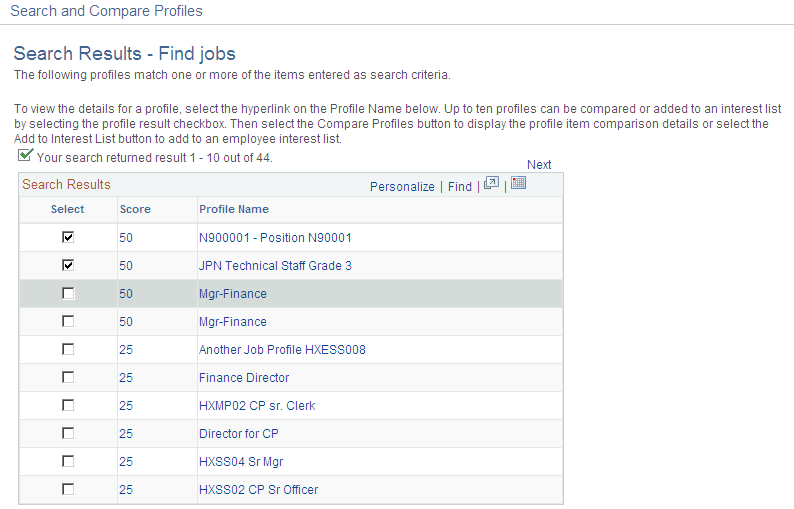 Search Results page (1 of 2)