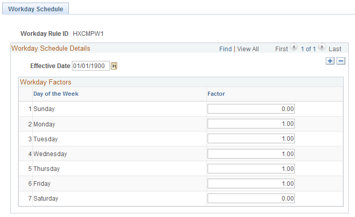 Workday Schedule page