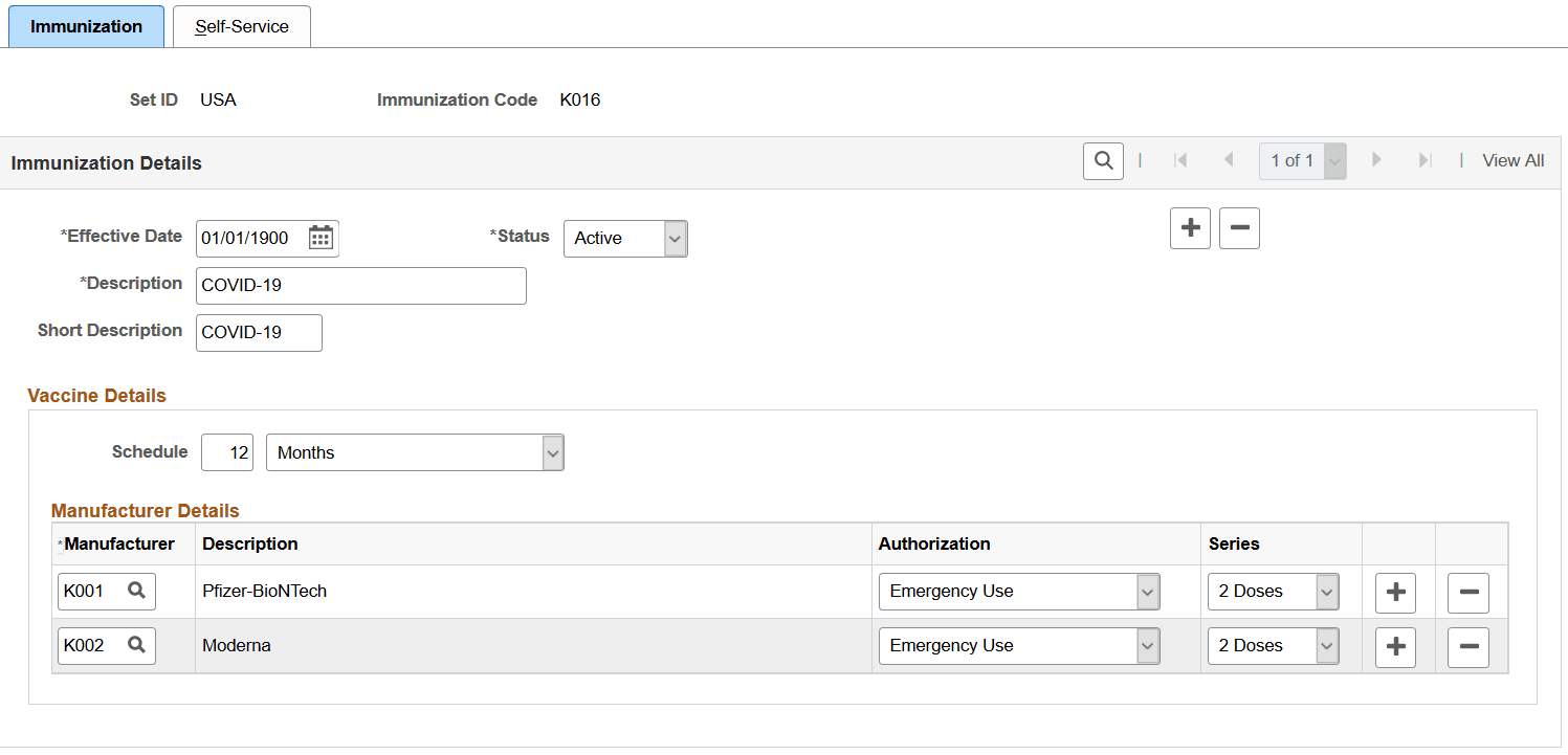 Immunization page