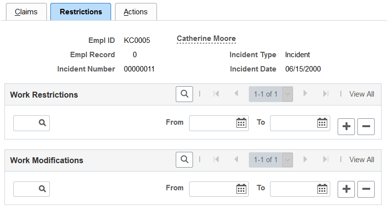 Restrictions page