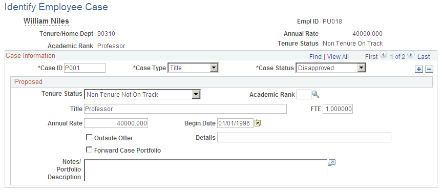 Faculty Employee Case page