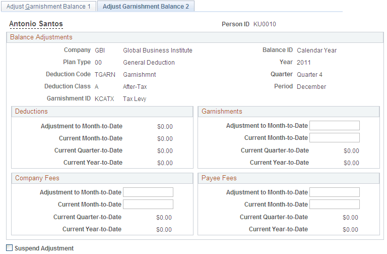 Adjust Garnishment Balance 2 page Adjust Garnishment Balance 2 page