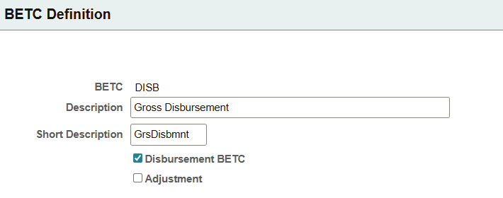 BETC Definition page