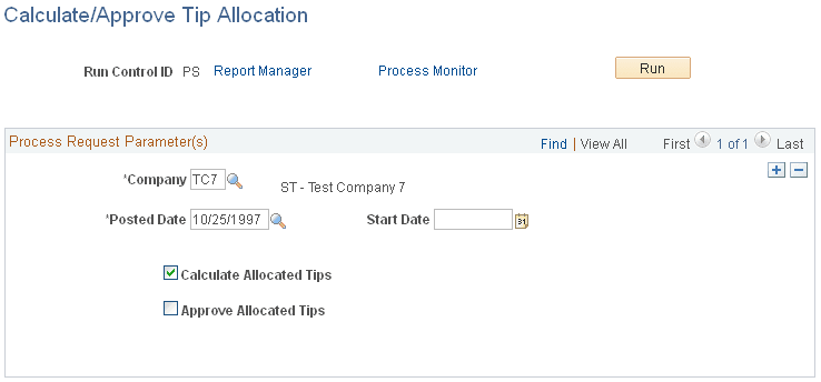 Calculate/Approve Tip Allocation page Calculate/Approve Tip Allocation page