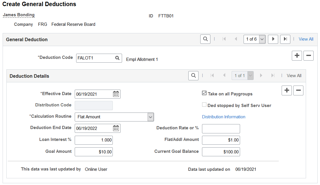 Create General Deductions page (USF)