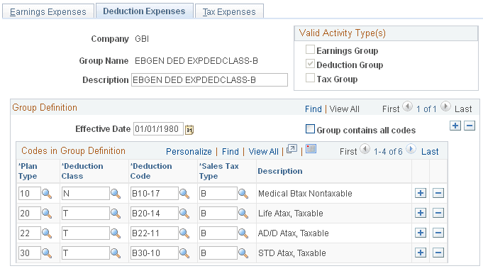 Deduction Expenses page Deduction Expenses page