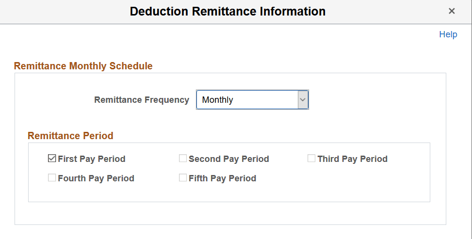 Deduction Remittance Information page Deduction Remittance Information page