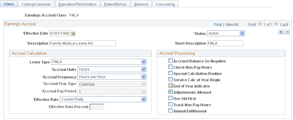 Earnings Accruals USF - Class page