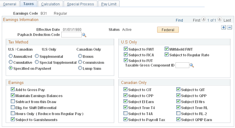 Earnings Table - Taxes page Earnings Table - Taxes page