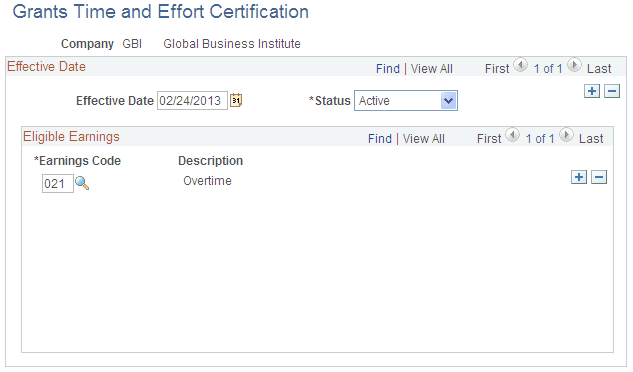 Grants Time and Effort Certification page Grants Time and Effort Certification page