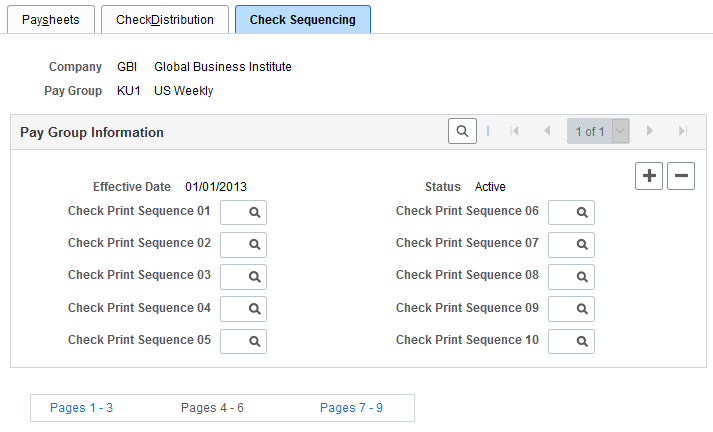 Pay Group Table - Check Sequencing page Pay Group Table - Check Sequencing page