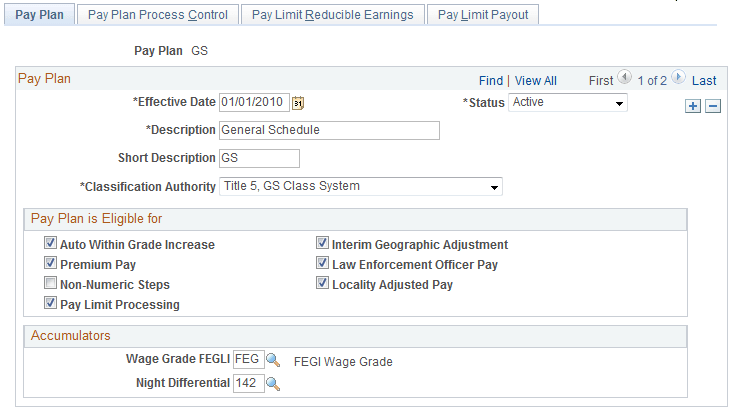 Pay Plan page