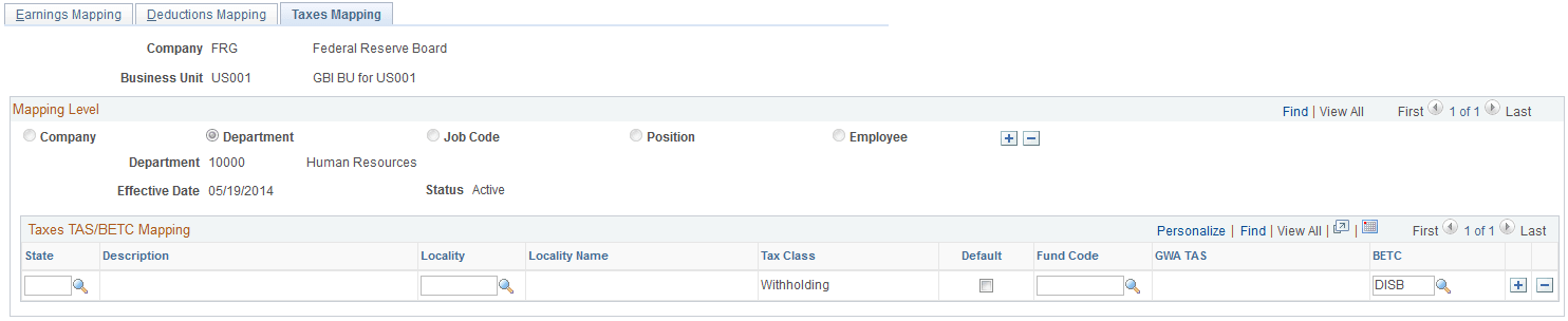 TAS BETC Mapping - Taxes Mapping page TAS BETC Mapping - Taxes Mapping page