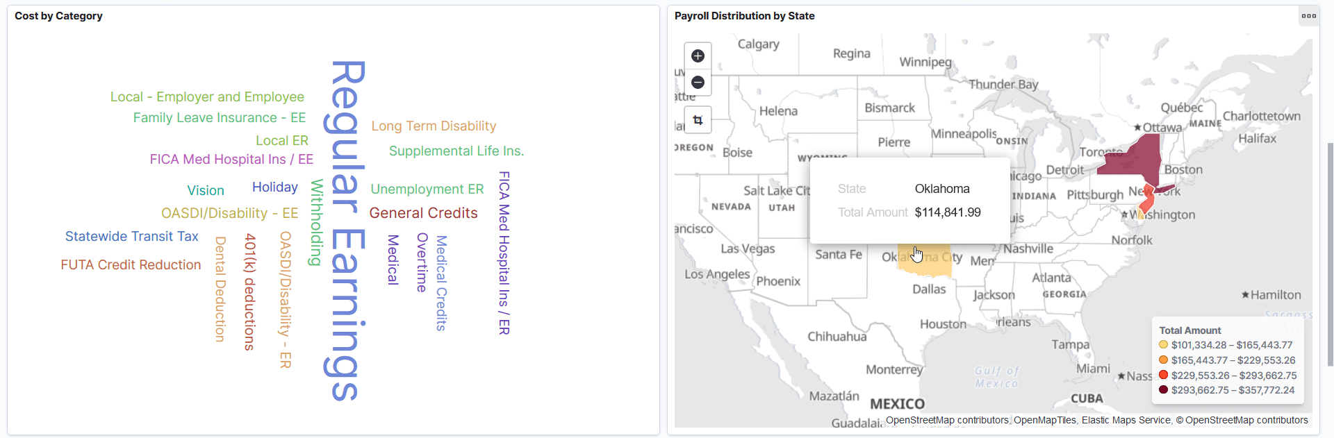 U.S. Payroll Cost Insights dashboard (2 of 3)