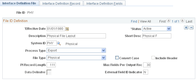 Interface Definition File page Interface Definition File page