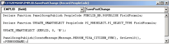 PeopleCode function UPDATE_SMARTSELECT PeopleCode function UPDATE_SMARTSELECT