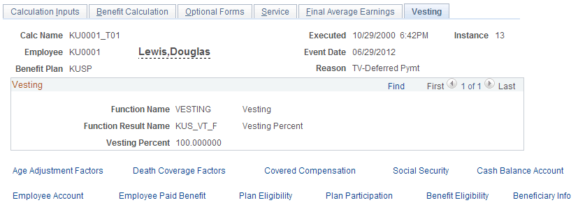 Vesting page