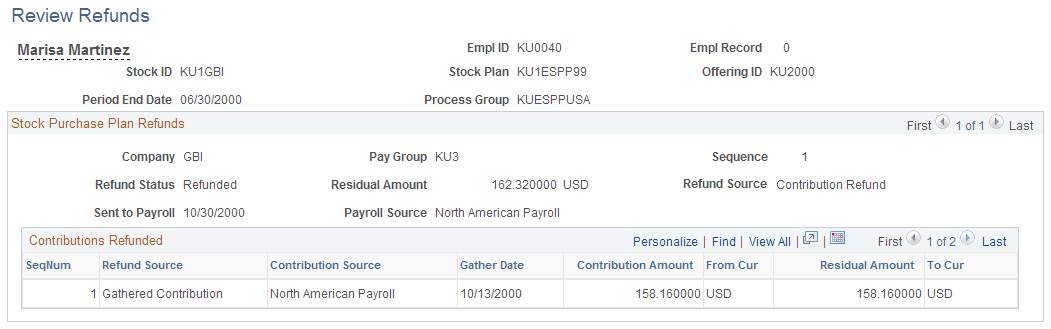 Review Refunds page Review Refunds page