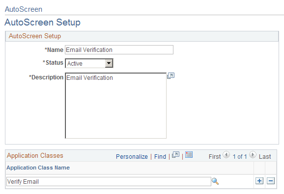 AutoScreen Setup page AutoScreen Setup page