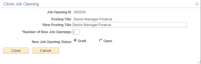 Clone Job Opening page before cloning Clone Job Opening page before cloning