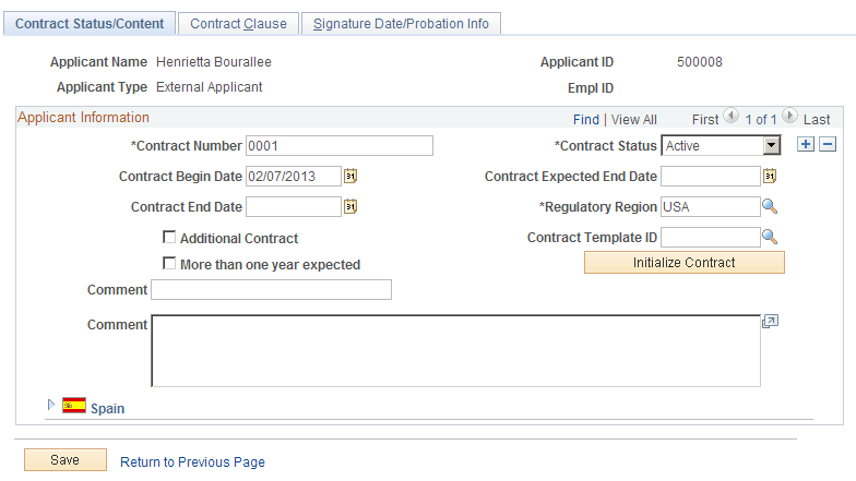 Contract Status/Content page Contract Status/Content page