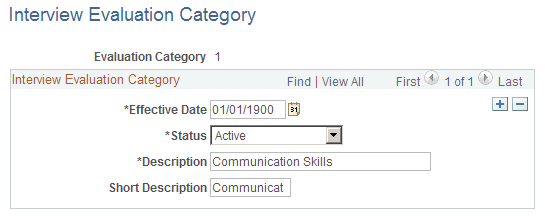 Interview Evaluation Category page Interview Evaluation Category page