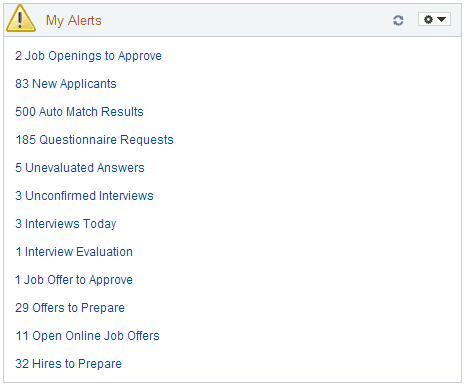My Alerts pagelet My Alerts pagelet