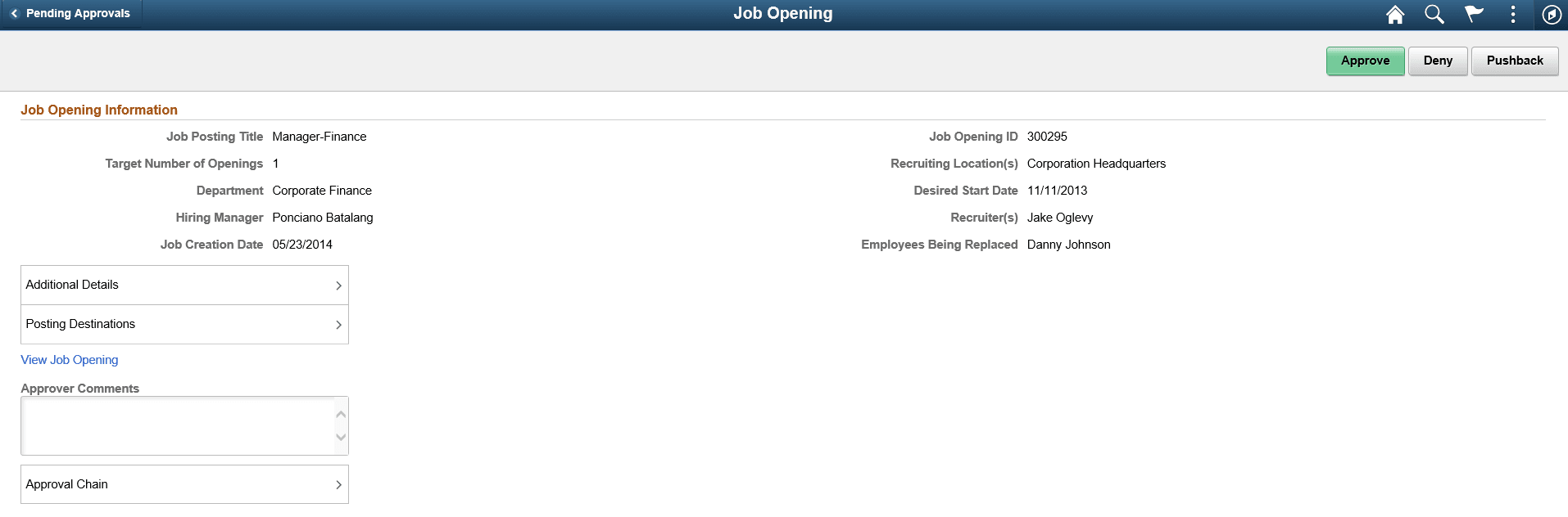(Tablet) Pending Approvals - Job Opening page (Tablet) Pending Approvals - Job Opening page
