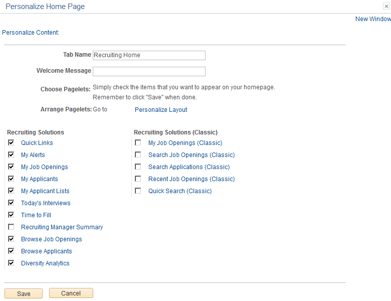Personalize Content page: Recruiting Home Personalize Content page: Recruiting Home