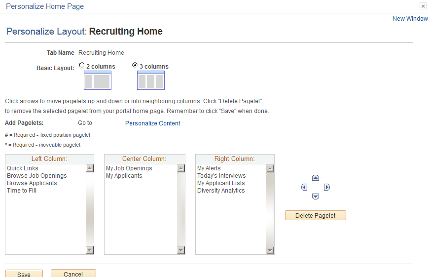 Personalize Layout page: Recruiting Home Personalize Layout page: Recruiting Home