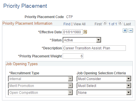 Priority Placement page Priority Placement page