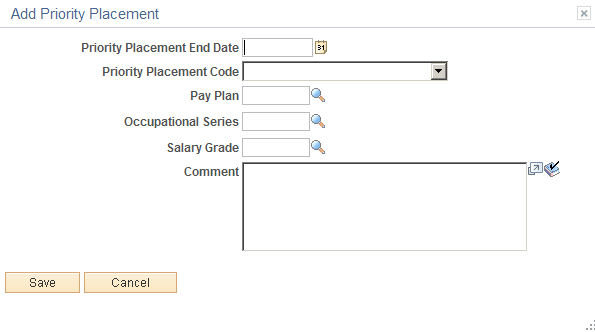 Priority Placement page Priority Placement page