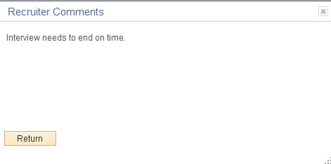 Recruiter Comments page Recruiter Comments page