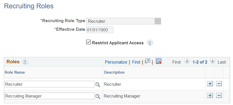 Recruiting Roles page Recruiting Roles page